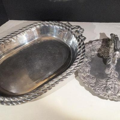 Silver Serving Platter & Arthur Court Spoon Rest