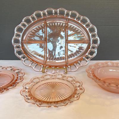Pink Depression Glass Old Colony Lace