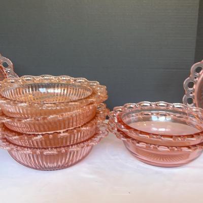 Pink Depression Glass Old Colony Lace Bowls
