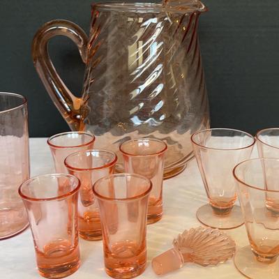 Pink Depression Glass Beverage Holders