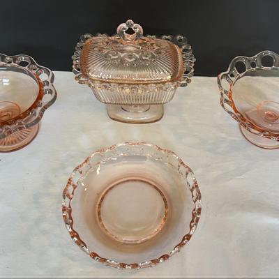 Depression Pink Larger Candy Dishes