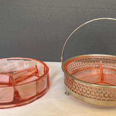 Vintage Pink Depression Glass Relish/Candy Dish