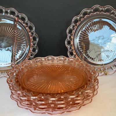 Pink Depression Glass Old Colony Lace Edge Plate Set