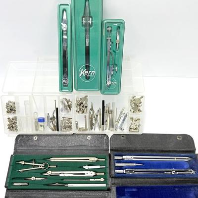 Vintage Precision Drafting Instruments – Kern Swiss Compass, Ruling Pens, US Navy Navigator's, More