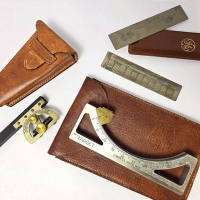 Vintage Topographic Inclinometer, WWII Target Clinometer, GE Surface Scale – All in Leather Cases