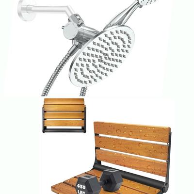 New KoreTech Shower Seat Factory Sealed Plus Makefit Dual Shower Head New In Open Box