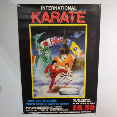 Vintage International Karate Video Game Ad Poster - Atari, Commodore 64