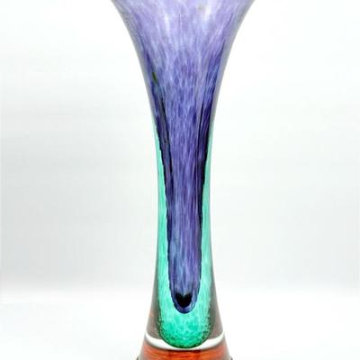 Young Constantin Signed Art Glass Vase - 13”h