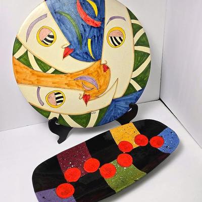 Klaus Signed Centerpiece Platter, Plus Signed Oval Shallow Bowl