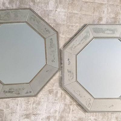 Mid-Century Style Mirrors – 24x24", Beaded Trim, Gold & Silver Accents, MCS Industries