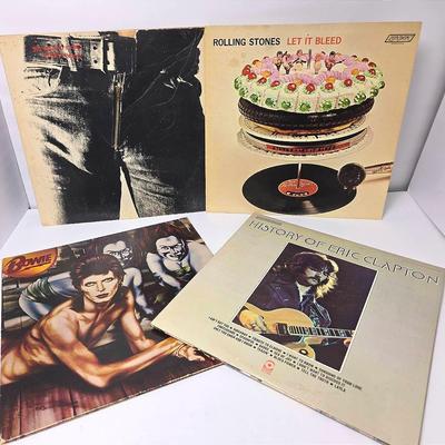 Vintage Classic Rock Vinyl Records – 5 LPs Including Rolling Stones, David Bowie & Eric Clapton