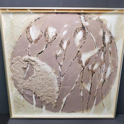 Original Signed Dot Woodall Mixed Media Artwork "Spent Milkweed" – Framed 24x24"