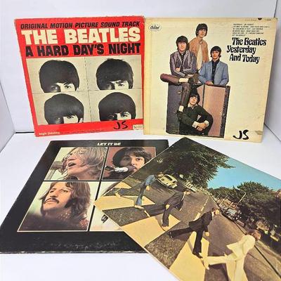 Vintage Beatles Vinyl Records – 4 LPs Including Let It Be, A Hard Day's Night, Yesterday and Today
