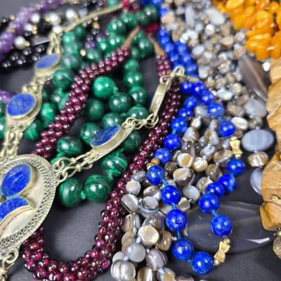 Amber, Garnet, Amethyst, Malachite, Jasper & More Necklaces