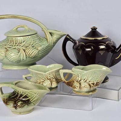Vintage McCoy Pinecone Tea Set & Hall Albany Teapot