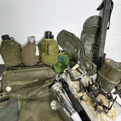 Army Surplus & Cold Weather Gear: Canteens, Ice Axe, Flashlights, Crampons, More