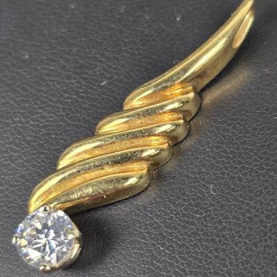 14K Gold Cubic Zirconia Pendant - New Pictures Added