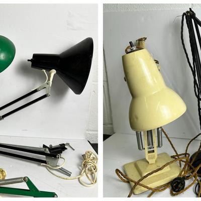 Vintage Task Lamps: Herbert Terry & Sons Anglepoise (2), Green Made In Sweden, & Black