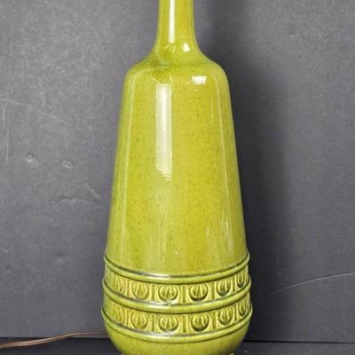 Vintage Mid-Century Modern Green Ceramic Table Lamp – 28" Tall