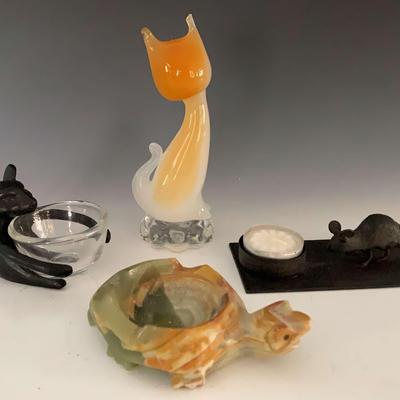 Glass, Metal and Alabaster Animals