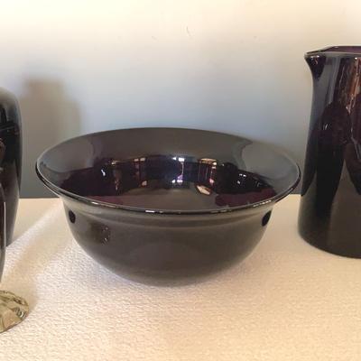 Amethyst Colored Bowl, Pitcher And Vases