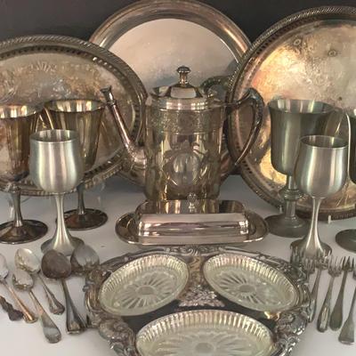 Assortment Of Silverplate And Pewter Items