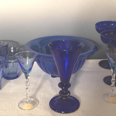 Assortment Of Blue Glassware