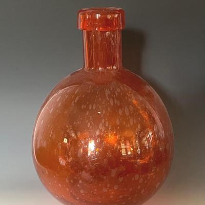 MCM Orange Captured Bubble Glass Jar, Possibly Blenko 