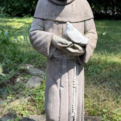 Large Solid Concrete Statue Of St. Francis, Repaired
