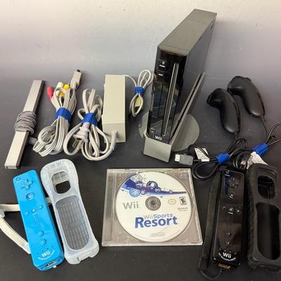 Nintendo Wii Black Console Bundle With All Cords, Sports Game, Controllers