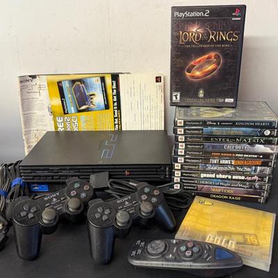 Sony PlayStation PS2 Fat Console Bundle w/ Cords, Controllers, 12 Games