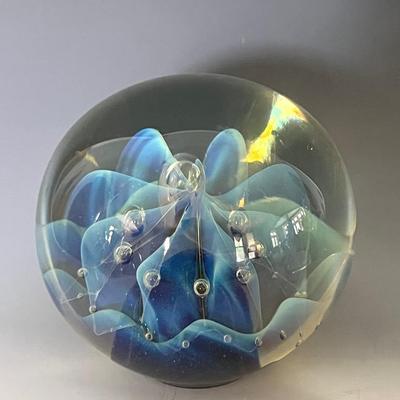 Robert Eickholt Art Glass Paperweight, Signed, 2002