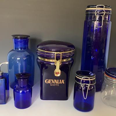 Cobalt And Clear Storage Containers Plus Plant Mister