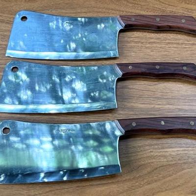 Capco Japan Stainless Steel Full Tang Meat Cleavers (3), Vintage New Old Stock