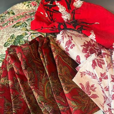 Red Table Linens with Vintage, Pottery Barn, April Cornell