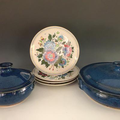 Hand Thrown Pottery Casserole Dishes And Pottery Barn Floral Plates