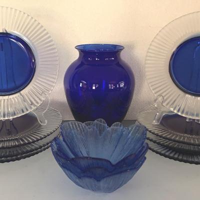 Cobalt Blue And Clear Glassware Assortment