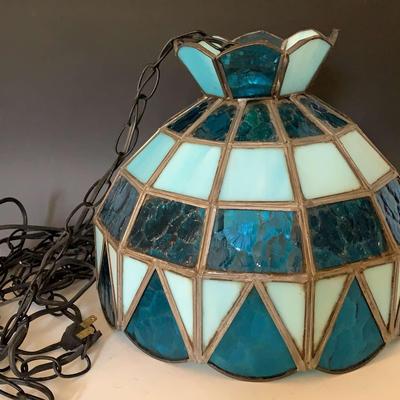 Blue Stained Glass Hanging Pendant Lamp