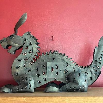 Indonesian Punched Tin Dragon Luminary 