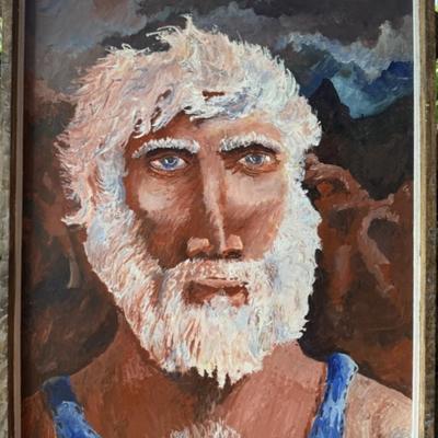 Self Portrait By Artist Stephen Leigh, Framed Oil Or Acrylic On Board 