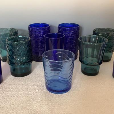 Assortment Of Cobalt And Light Blue Glassware