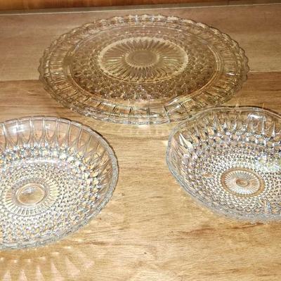 Trio Of Vintage Glass, Trinket & Dish Platters