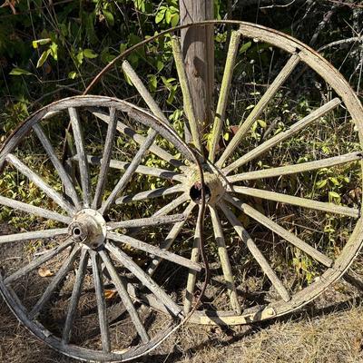 Antique Wood And Metal Wagon Wheels
