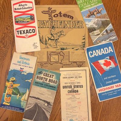 Collection Of Mid-Century British Columbia Maps and Travel Brochures