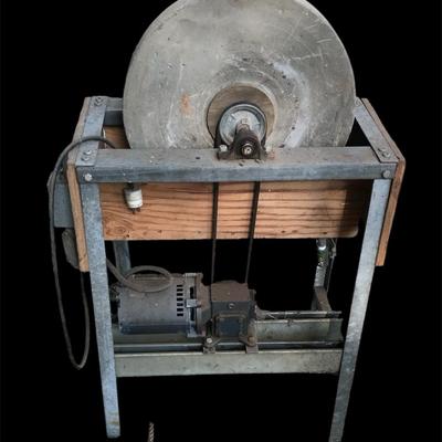Vintage Electric-Powered Sharpening Wheel | Wet Stone Grinder on Custom Stand