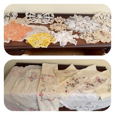 Collection Of Vintage And Needlework, Pillowcases And Table Runners