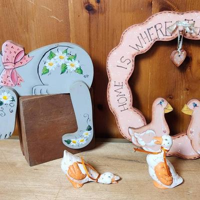 Handpainted Wood & Porcelain Decor