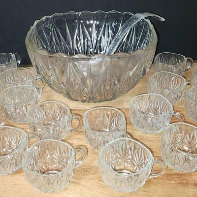 Glass Punchbowl And Cups