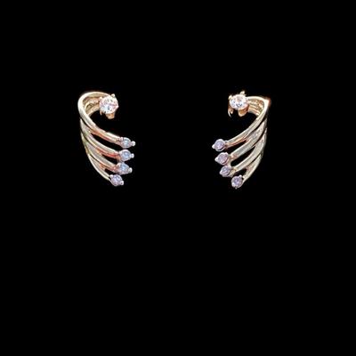 14k CZ Posts With 10k Wave Style Earrings. 