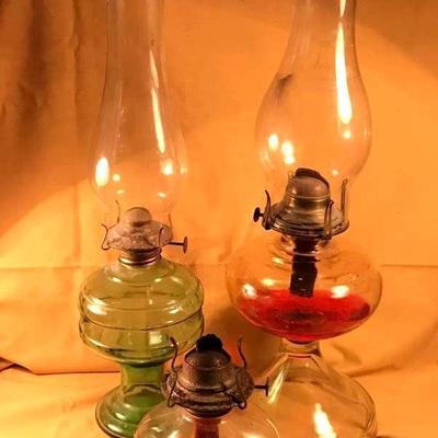 3 Vintage Oil Lamps 